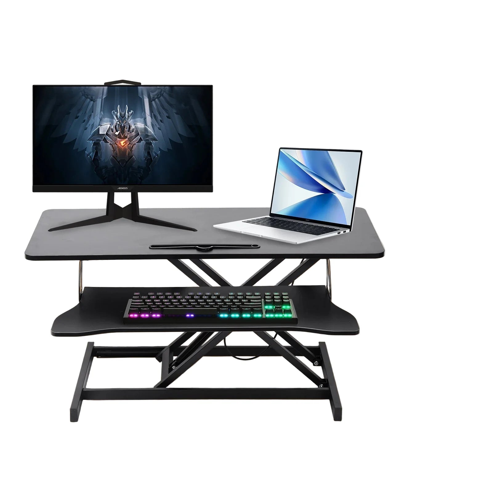 Verstellbarer Stehpult-Konverter – Höhenverstellbarer Schreibtischaufsatz Schwarz