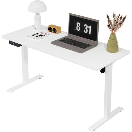 Elektrisch höhenverstellbarer Schreibtisch – 100 × 60 cm, Computertisch in Weiß