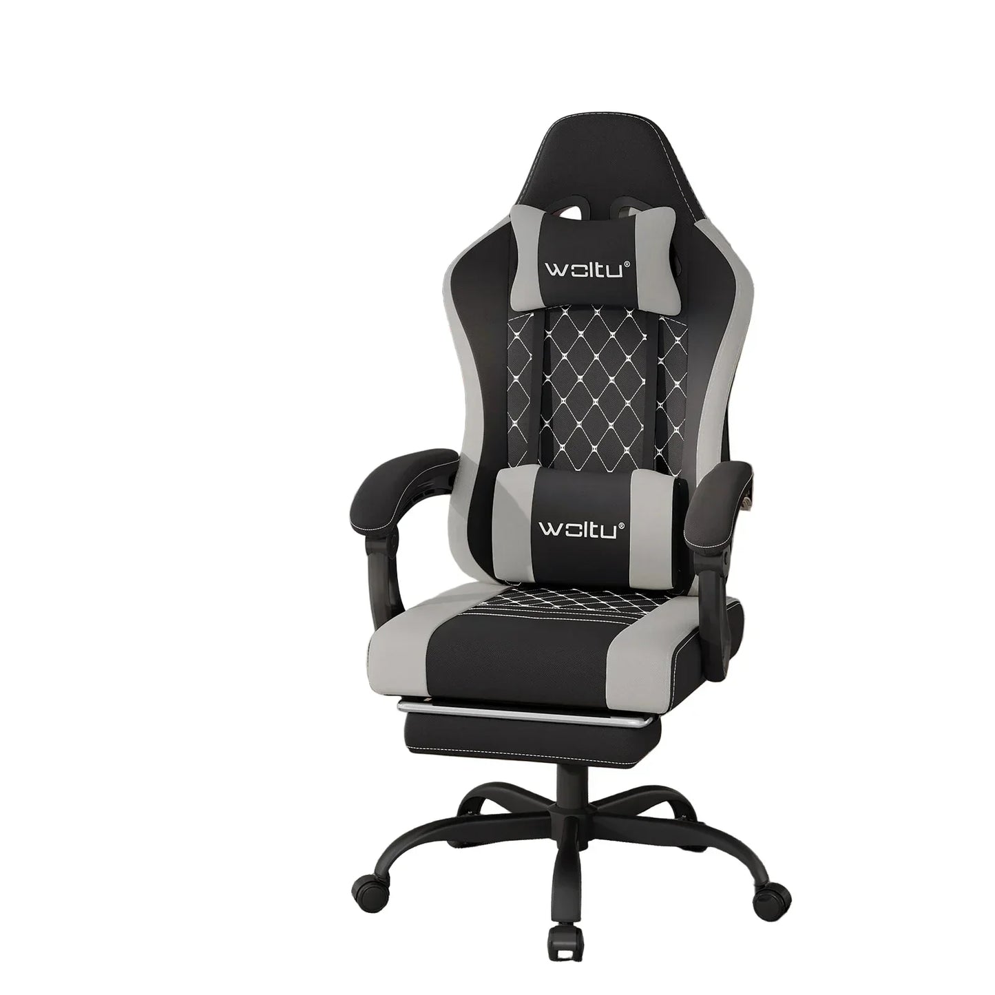 Gaming-Stuhl mit Fußstütze – Drehbarer Computerstuhl mit Kopfstütze und Kissen, 70 × 70 × 127 cm