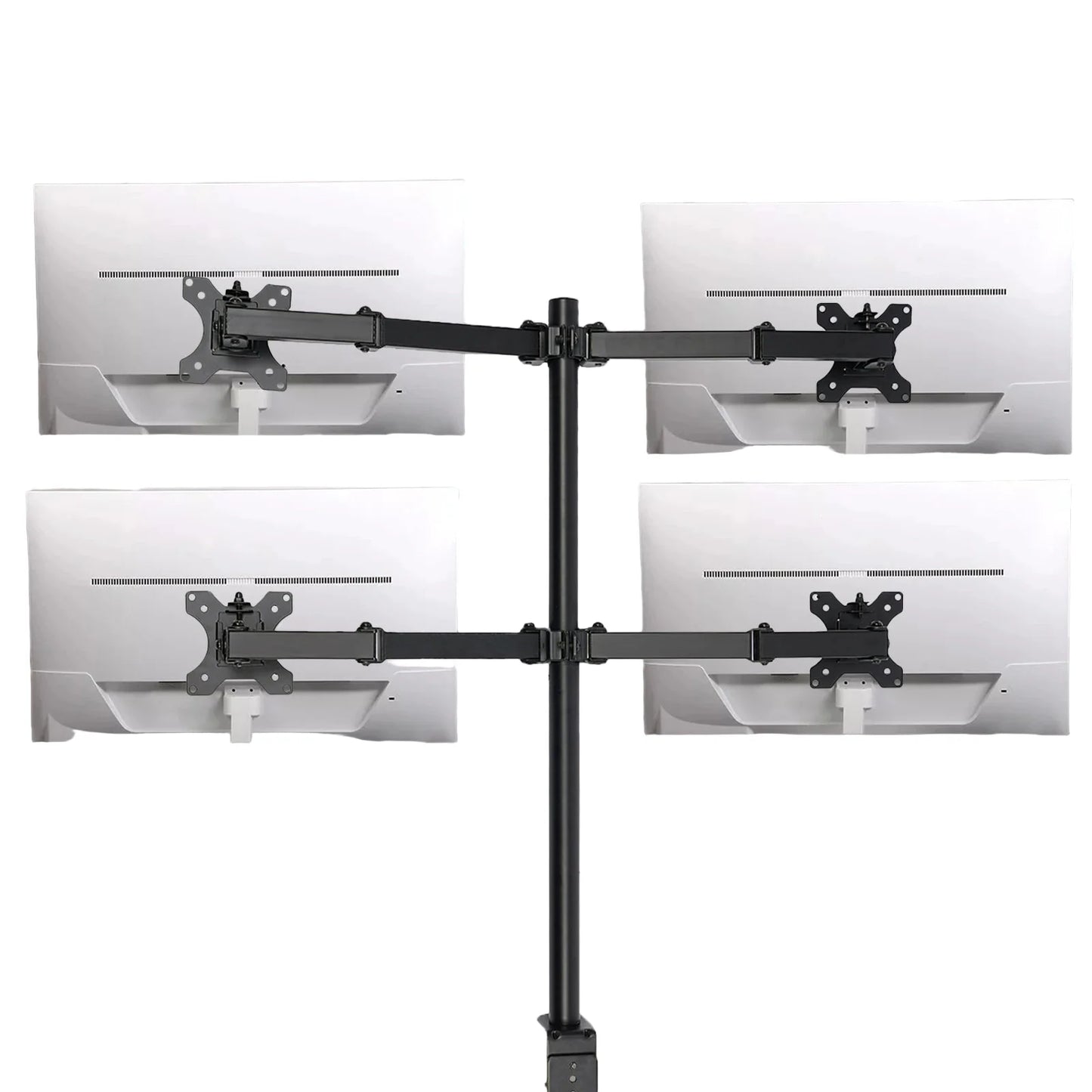 4-fach Monitor Tischhalterung mit drehbaren Armen – Höhenverstellbare Bildschirmhalterung für 10–27 Zoll, Schwarz
