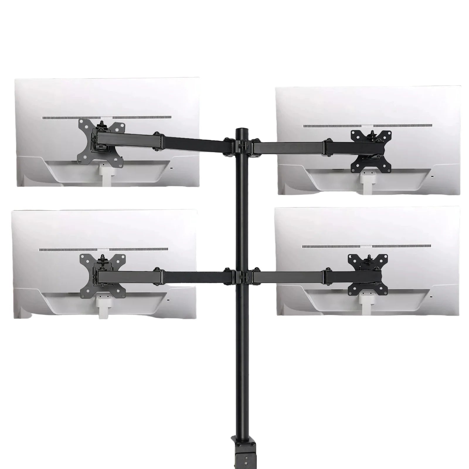 4-fach Monitor Tischhalterung mit drehbaren Armen – Höhenverstellbare Bildschirmhalterung für 10–27 Zoll, Schwarz