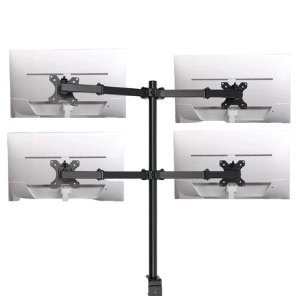 4-fach Monitor Tischhalterung mit drehbaren Armen – Höhenverstellbare Bildschirmhalterung für 10–27 Zoll, Schwarz